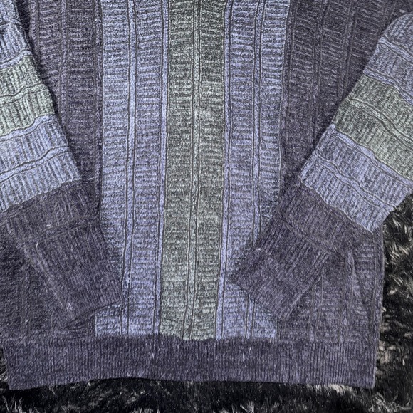 Lorenzo Sweater Mens XL Blue Gray V Neck Wool Blend Colorblock Knit Casual Warm - Picture 3 of 7